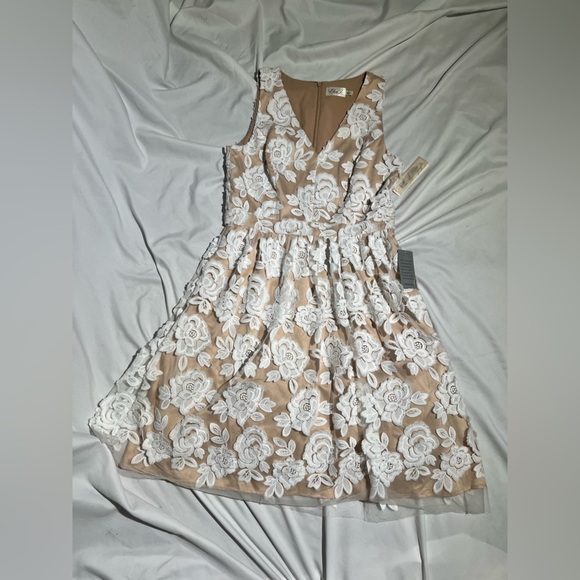 Eliza J Embroidered Mesh Fit & Flare Dress | 12 NWT - Picture 9 of 13